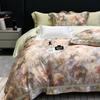 Estilo Francés Munai Garden Algodón Morado Agradable a la Piel Suave Grado para Dormir Desnudo Ropa de Cama Elegante Algodón Tencel Juego de Cuatro Piezas Textiles para el Hogar