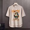 Camiseta de manga curta masculina Moda Marca Verão Manga Solta de Cinco Pontos 2024 Nova Internet Trendy Ins Simples Top Impresso