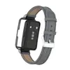 Adequado para Pulseiras de Relógio Huawei Band 10/9/8/7, Pulseira de Couro de Microfibra com Trama Lisa da Moda, Acessórios de Metal de Liberação Rápida