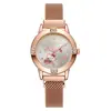 Relógio Feminino Rose Gold Cravejado de Diamantes, Relógio para Aluno do Ensino Médio, Pulseira de Atração Magnética Feminina, Relógio de Quartzo Milanês, Sanliou
