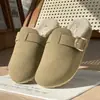Nuevas Pantuflas Birkenstock de Ante y Felpa para Invierno Suela Suave Pantuflas Esponjosas para Interiores del Hogar Cálidas Cómodas Silenciosas Zapatillas de Algodón