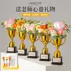 Presentes Criativos e Práticos para a Temporada de Formatura, Buquê de Flores Eternas em Formato de Troféu, Enfeites de Buquê de Flores de Tricô Feitos à Mão para Professores, Atacado