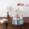 Ropa de Bebé Verano Niños Set de Dibujos Animados Nuevo Elegante Conjunto Separado de Dos Piezas para Niños Pequeños e Infantes Verano Delgado
