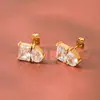 Pendientes de Botón Cuadrados Versátiles de Alta Gama con Circonita en Forma de Gota de Agua Bestseller Transfronterizo Sentido de Diseño de Nicho Joyería para Mujer al por Mayor