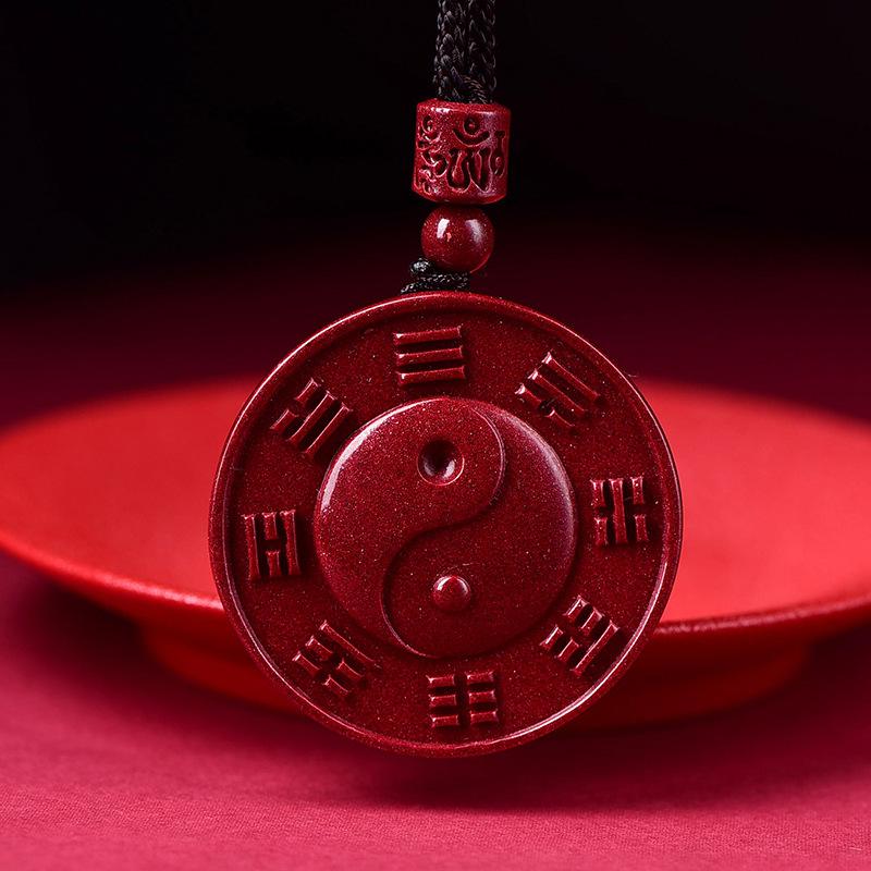 智贝主图_0原矿紫金砂太极八卦吊坠情侣款高含量朱砂挂件