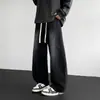 Calça Jeans Masculina Outono e Inverno Estilo Americano Retrô Lavada Caimento Solto Perna Larga Casual Reta