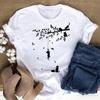 Camiseta con Estampado de Pata de Gato de Colores para Mujer Nueva Moda Negro t Shi