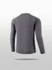 Camiseta Deportiva para Hombre de Manga Larga con Cuello Redondo Gris Oscuro, Transpirable de Secado Rápido, Top para Fitness al Aire Libre, Running y Entrenamiento