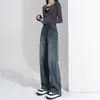 Jeans Vintage de Pierna Ancha para Mujer con Forro Polar de Cintura Alta Adelgazantes Pequeños Sueltos Rectos para Otoño e Invierno 2024
