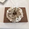 Goma para el pelo de encaje floral estilo francés de doble capa para mujer, Lazo para coleta baja estilo Mori perezoso, Accesorio para moño