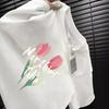 Camiseta de Manga Corta con Estampado de Flores Algodón para Mujer Popular Verano Holgada para Fondo Estilo Coreano Dulce Cuello Redondo Top Camiseta de Algodón