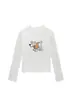 Camiseta de manga comprida com gola redonda e estampa de cachorrinho estilo cartoon coreano para mulheres, novo top versátil slim fit para primavera e outono para meninas estilosas