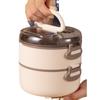 Lonchera Portátil Redonda de Doble Capa para Trabajadores de Oficina, Apta para Microondas, Gran Capacidad, Contenedor de Almuerzo Multicapa de Acero Inoxidable