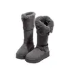 Botas de Nieve Grises de Suela Gruesa para Mujer 2026 Invierno Nuevas Botas Largas con Acolchado de Terciopelo Cálidas Botas Altas Zapatos Grandes de Algodón del Noreste