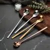 Colher de café com cabo longo de aço inoxidável 304, colher de sorvete, colher de mexer, colher para milk tea, colher de sobremesa, alto valor estético, uso doméstico, em estoque para atacado
