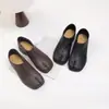 Zapatos de Cuero para Mujer Planos, Estilo de Nicho, Moda, Corte Profundo, Punta Dividida, Tejidos a Mano de Cuero Genuino, Otoño