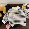 Suéter Bangcheng Infantil 2026 Novo Estilo Outono Estilo Coreano Bolinhas Pulôver Tricô para Meninos e Meninas Roupa de Outono para Bebê Top