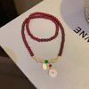 Collar de Nuevo Estilo Chino para Mujer Estilo Zen Estilo Mediocre Collar de Cuentas con Candado de la Paz Cadena para Clavícula Versátil de Alta Gama Cadena de Collar de Mariposa