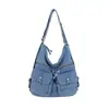 Yue Zi 2026 Início do Outono Nova Moda Retrô Jeans Grande Capacidade Resistente ao Desgaste para Ir ao Trabalho Casual Versátil Prática Bolsa Tote