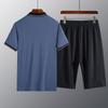 Conjunto de Seda de Hielo Manga Corta Verano Sensación de Hielo Camisa Polo Cuello Campana Estilo Delgado Papá Conjunto de Dos Piezas para Hombres de Mediana Edad y Mayores Conjunto Completo