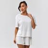 Novo Comércio Exterior Transfronteiriço Explosões Pijamas Femininos Transfronteiriços Primavera e Outono Branco Manga Curta Shorts Casa Conjunto de Duas Peças Roupa de Casa