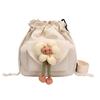 Saco de lona estilo japonês estilo fresco cordão bolso verão flor bucket bag menina macia saco de corpo cruzado saco casual de ombro
