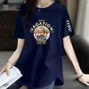 Camiseta de Manga Corta para Mujer, Marca de Despacho de Comercio Electrónico Transfronterizo, Etiqueta Cortada, Cuello Redondo, Estilo Niche, Versátil, Holgada, Casual