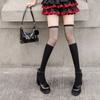 Medias de Rejilla para Mujer, Estilo Otoño, Tubo Largo, Sexy Empalme Falso de Pantorrilla, Calcetines Negros Hasta la Rodilla, Medias de Rejilla Finas