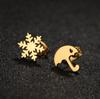Pendientes de Paraguas de Copo de Nieve Asimétricos Diseño de Nicho Invierno 2025 Acero Inoxidable Perforación de Hélice Personalizada Accesorios de Moda