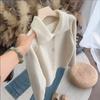 Suéter estilo japonés retro holgado con cuello de leche para mujer, cárdigan de punto con solapa suave y encerada, para otoño e invierno