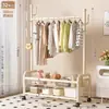 Cabide portátil e multifuncional para uso doméstico, varal simples para secar roupas em ambientes internos, cabide de chão para roupas e chapéus para quarto