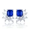 Nuevos Pendientes de Esmeralda Populares Europeos y Americanos con Forma de Princesa, Pendientes Creativos de Circonita Incrustada con Forma de Marquesa para Mujer