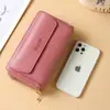 Bolsa Popular para Celular 2026 Novo Modelo Bolsa para Celular com Três Zíperes Carteira Longa para Mulheres Carteira de Grande Capacidade Bolsa Transversal