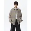 Camisa de manga larga a cuadros azul marino retro americana para hombre, nueva marca de moda primavera y otoño, chaqueta de camisa casual holgada con cuello