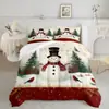 Kit de Textil para el Hogar Navideño con Impresión Digital Cepillada Temu/Jit Transpirable Agradable al Tacto Colcha Funda de Almohada Fábrica de Origen