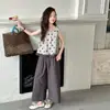 Conjunto de Pantalones Anchos Sueltos de Verano para Niñas 2025 Nuevo Elegante Moda para Niña Top sin Mangas Conjunto de Dos Piezas para Verano