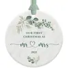 Colgante Redondo de Madera Nuevo para Navidad Transfronterizo con Fotos 2025 Decoraciones Colgantes para Árbol de Navidad de Recién Casados