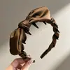 Diadema de satén con lazo y corona alta, diadema plisada antideslizante multicolor, accesorio para el cabello de mujer estilo coreano, stock de fábrica al por mayor