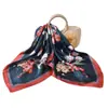 2025 Novo Estilo de Verão Exquisito Estampa Floral de Arbusto de Flores 70X70 Chiffon de Cetim Lenço de Seda Atacado Fábrica Fonte