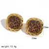 Serie de Leopardo Europeo y Americano Transfronteriza Conjunto de Joyería de Pulsera y Aretes de Acero Inoxidable Aretes Estilo Maillard Chapados en Oro de 18 Quilates