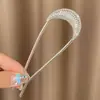 Horquilla de Aleación para Mujer Nueva Primavera 2025 Nuevo Estilo Chino Horquilla en Forma de U con Perla Antigua Accesorio para el Cabello Diario