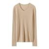 Suéter de Gola U Outono e Inverno Feminino Suéter de Cashmere Feminino Gola Baixa Slim Aparência Emagrecedora Justo Suéter para Usar por Baixo Malha Pura de Cashmere