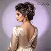 Horquilla de diamantes de imitación transfronteriza europea y americana, accesorios para el cabello de estilo antiguo hanfu, tocado de novia de moda, clip en forma de U Xiuhe updo, venta al por mayor