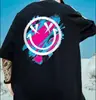 Camiseta Trendy de Dibujos Animados Estilo Hip-Hop Americano Oversized para Hombre, Corte Holgado, Talla Grande, Extra Grande, Manga Corta