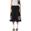 Pantalones Cortos Casuales de Cinco Puntos con Estampado de Letras Desgastadas Estilo Retro Americano para Hombres y Mujeres Pierna Ancha Holgada Deportivos Cintura Elástica Tendencia