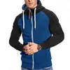 Nuevo cárdigan suéter deportivo con forro polar de combinación de colores para hombre europeo y americano, moda casual, talla europea, abrigo de manga raglán