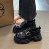 Sapatos de couro pequenos de fundo grosso estilo britânico femininos 2025 outono novo vestido retrô all-match pequeno mary jane sapatos de camada única