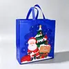 Novas Sacolas de Presente de Natal com Estampa Dourada de Comércio Exterior em Estoque, Sacolas Tote de Tecido Não Tecido com Estampa Colorida de Personagens do Papai Noel