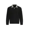 Camiseta de Manga Larga con Cuello Polo y Paneles de Espiga Estilo Old Money Americano para Hombre Otoño Nuevo Top Corto Ancho Cleanfit