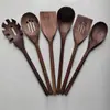 Conjunto de Colher e Espátula de Madeira de Nogueira Preta Natural da Amazon, Espátula de Madeira Resistente a Altas Temperaturas para Uso na Cozinha, Atacado